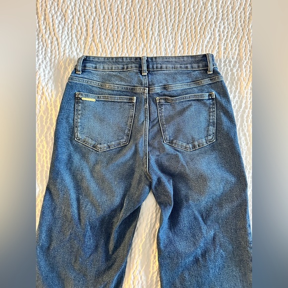 Michael Kors Selma High Rise Wide Leg Patch Pocket Dark Blue Jeans M 6 - Picture 7 of 7